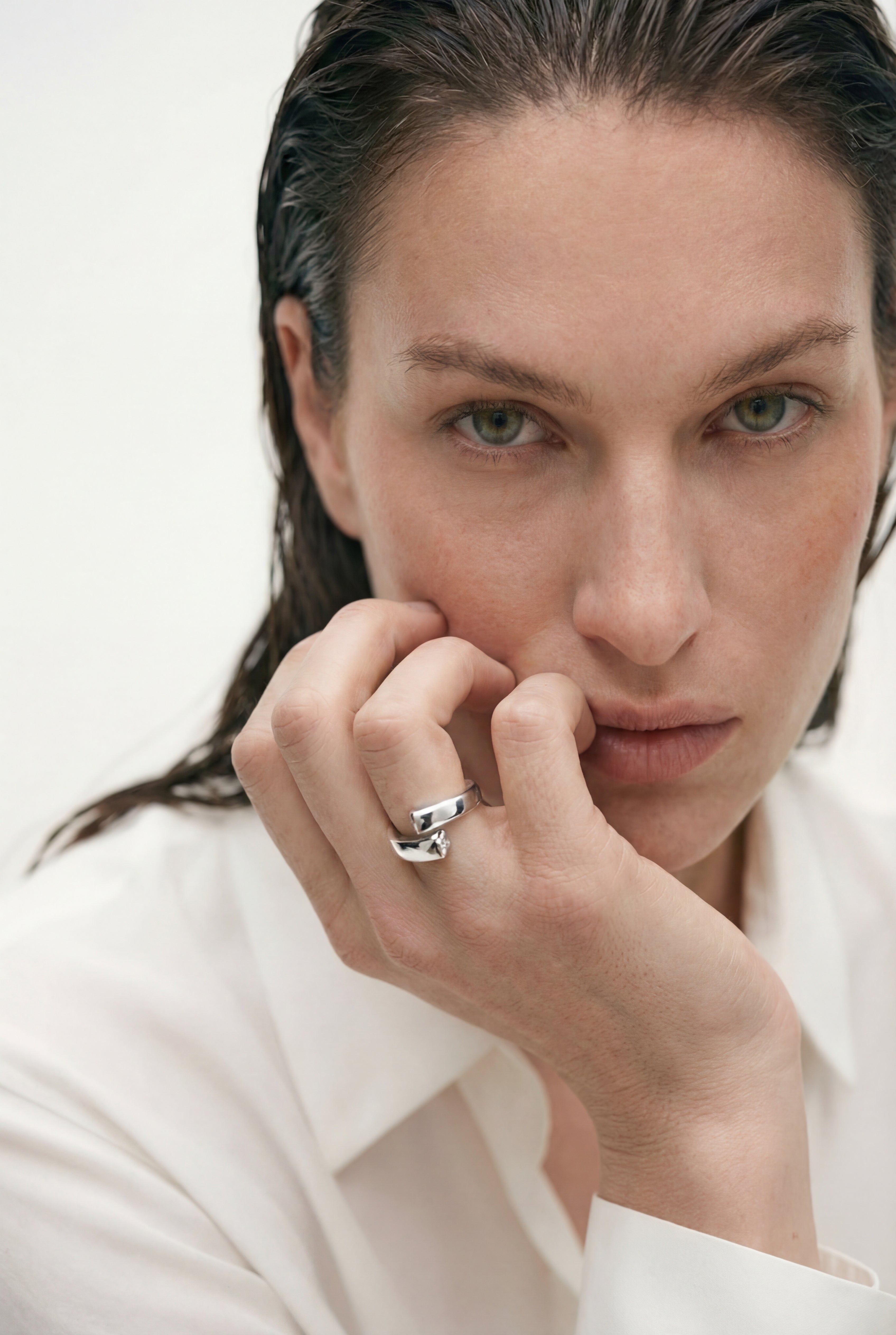 Square Hug Silver Ring